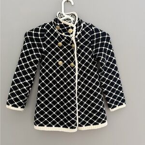 Size 6X Kids Max Studio Stylish Black and White Sweater Coat